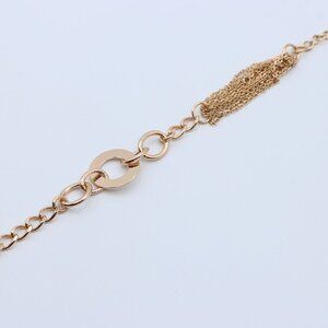 "Modern Rose Gold Bracelet with Circle Charm and Chain Tassel, XPBL1160